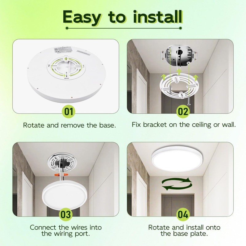 hykolity 2 Pack 9 Inch Selectable CCT LED Round Flat