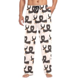 visesunny Mens Pajama Pants Funny Dachshund Dog Shape Heart 100% Cotton Lightweight Soft Pajama Bottoms Lounge Sleepwear PJs with Pockets S-XXL