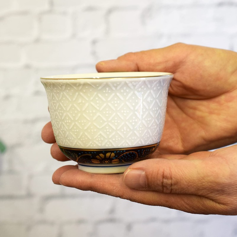 Stylish Kutani Ware Tea Bowl, Set of 5 Guests, White