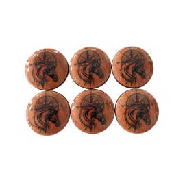 Twisted R Design Cabinet and Drawer Knobs, Set of 6 Horse Compass FArmhouse Wood Cabinet Knobs