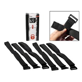 Hook 'n Loop Industrial Strength 1 Inch x 27 Inch Reusable Black Nylon Looping Straps (12 Strap Pack)