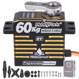 HobbyPark Waterproof 828oz 60KG High Torque Servo Brushless Motor 8.4V HV Servo Metal Gear Digital Servo Programmable for 1/8 1/10 1/12 RC Crawler RC Truck RC Car Buggy Robotic DIY Control Angle 180°