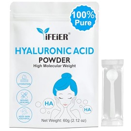iFEiER- Polvo de ácido hialurónico de alto peso molecular iFEiER (150~180 kDa), 60 g (2,12 oz), grado cosmético.