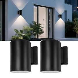 Livinlarge Solar Wall Light Outdoor,Wall Sconce Waterproof Up and Down Solar Lights Outdoor for House, Garage, Porch,Doorway (2 Pack)