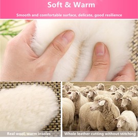 Sheepskin Insoles, Thick Warm Wool Insoles for Men Women, Warm Fleece Wool Insoles, Replacement Sheepskin Insoles for Shoes Boots Slippers