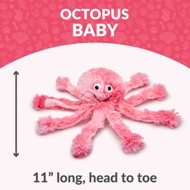 Gor Pets Super Snuggly Plush Octopus Dog Toy - Super Soft with Multiple Squeakers & Crinkles - Perfect Cuddly Companion for Pups & Dogs (Pink, Baby XS)