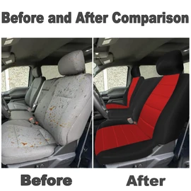 runfider Custom Heavy Duty Fabric 40/20/40 Split Bench Seat Covers for Ford F150 XL/Standard Cab 2004 2005 2006 2007 2008 Protector Interior Accessories，Waterproof & Machine Washable - Red