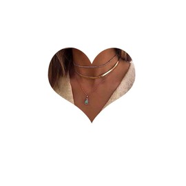 Cimenexe Bohemian Layered Turquoise Pendant Necklace Teardrop Blue Turquoise Necklace Turquoise Stone Choker Necklace Gold Flat Snake Chain Necklace Jewellery for Women and Girls, Stone Gold stone