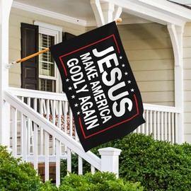 Shuitouk Jesus Make America Godly Again Flag Outdoor 3X5 Ft Jesus American Flag Christian Faith Over Fear Flags for Outside Worship Yard Sign Flags for Bedroom Room House Decorations Banner