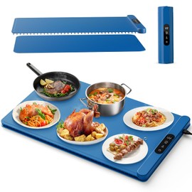 Electric Warming Tray, Upgrade Graphene Material Rapid Heating in 8s, with 6 Temp Setting and 6 Hours Timer, Rollable Food Warming Mat for Buffet Parties, Daily Use 23.3 x 14.4 Inch