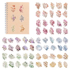 HICOHAND Transparent Flower Scrapbook Stickers, 120 PCS Transparent Natural Flower Scrapbook PET Stickers for Scrapbooking Supplies Handmade Floral Stickers for Adults for Scrapbook DIY Crafts