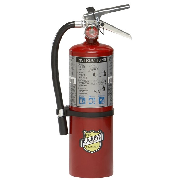 Buckeye 10914 ABC Multipurpose Dry Chemical Hand Held Fire Extinguisher with Aluminum Valve and Wall Hook, 5 lbs Agent Capacity, 3-3/8" Diameter x 7-1/4" Width x 16-3/8" Height