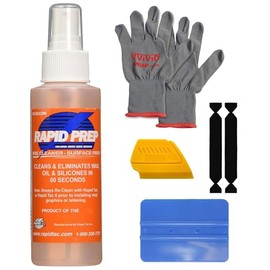 Rapid Prep Pre-Cleaner 4oz for Wax, Grease, and Oil Removal, Non-Hazardous and Non-Flammable Formula for Safe Pre-Cleaning of Automobile Paint, Metals, Signs, and Glass Surfaces + Toolkit