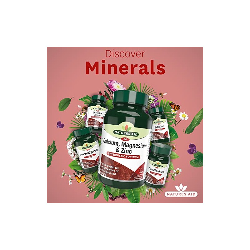 Natures Aid Calcium, Magnesium and Zinc, Maintain Normal Bones, Teeth