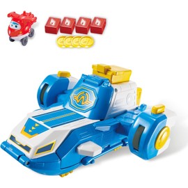 Super Wings World Aircraft EC750840 Playset with 2 Inch Jett Transform-A-Bot, Transforms Into a Sliding Runway Cool Sounds and Lights, Transformer Toy for Children from 3 Years