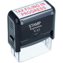 stampexpression - Tax Filing in Progress Office Self Inking Rubber Stamp - Red Ink (A-50033)