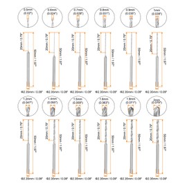 sourcing map 12Pcs Mini Twist Drill Bit Set, 0.5/0.6/0.7/0.8/0.9/1/1.2/1.4/1.5/1.6/1.8/2mm Micro Engraving Drill Bits, High-Speed Steel 2.35mm Shank Small Jobber Bit for DIY Resin, Amber, Wood