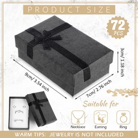 Landical 72 Pcs Jewelry Boxes Gifts Box Set Bulk Small Cardboard Jewelry Gift Container with Bow for Ring Necklaces Earring Bracelet, Assorted Colors 2 x 3.1 x 1.1 Inch (Black)