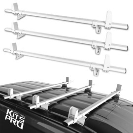 KitsPro 400lb Roof Rack Cross Bars for 2015-2024 Ford Transit Cargo 150 250 350 HD, Gloss White Heavy Duty Stainless Steel Cargo Crossbar (Pack of 3)