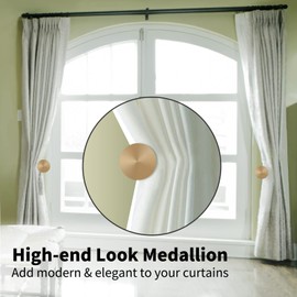 Curtain Holdbacks, A Pair Metal Curtain Tie Backs Hooks Decorative Medallion Wall Mounted Curtain Hold Back Modern Vintage Drapery Tiebacks Tassel Holder (Champagne Bronze)