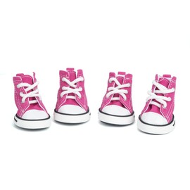 Pet Sports Dog Shoes, Puppy Canvas Sports Shoes, Non Slip Casual Shoes, Outdoor Adventure Non Slip Boots, and Sports hot Road Protection Dog and cat paw Protective Covers, 4PCS (Pink, 6#)