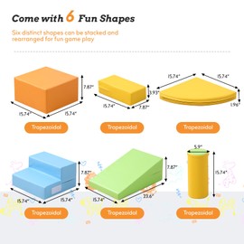 Baotree 6-Piece Soft PU Leather Toddlers Climbing Toys - Foam Play Gym Climbing Structures for Toddlers 3, Climb and Crawl Play Set，Climber Equipment Play Gym Activity Foam Shape