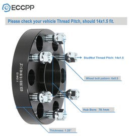 ECCPP 2PCS 6x5.5 Hubcentric Wheel Spacers 1.25 inch Wheel Spacer 6 Lug 6x5.5 78.1mm for Silverado for Sierra for Yukon for Escalade with 14x1.5 Studs