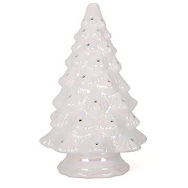 Blank Ceramic Christmas Tree - Table Top Christmas Tree - Lighted Christmas Tree - Vintage Ceramic Christmas Tree - Miniature Christmas Tree - Little Christmas Tree (Large, Pearl White)
