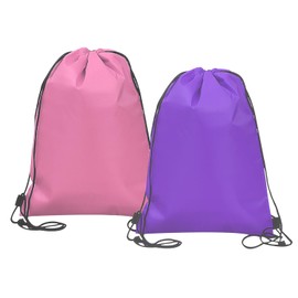 2 Pack Cooler Bag Drawstring Backpack Cooler Bag Foldable and Reusable Aluminum Foil Bag Cooler Bag Suitable for Work School Travel (Pink, Purple)
