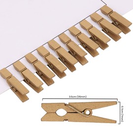Trimming Shop Pack of 50 Mini Craft Wooden Pegs, Small Crafting Pegs, 3.5cm Gold Mini Wooden Peg Embellishments, Tiny Pegs for Hanging photos, DIY Art & Craft Projects