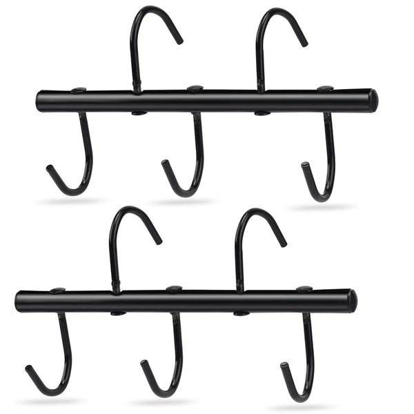 2Pcs Tack Rack with Swivel Hooks,5 Hook Portable Bridle Rack for Horse Tack Holder Stall and Fence(Black)