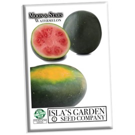 Moon & Stars Watermelon Seeds for Planting, 20+ Heirloom Seeds Per Packet, (Isla's Garden Seeds), Non GMO Seeds, Botanical Name: Citrullus lanatus cv, Great Home Garden Gift