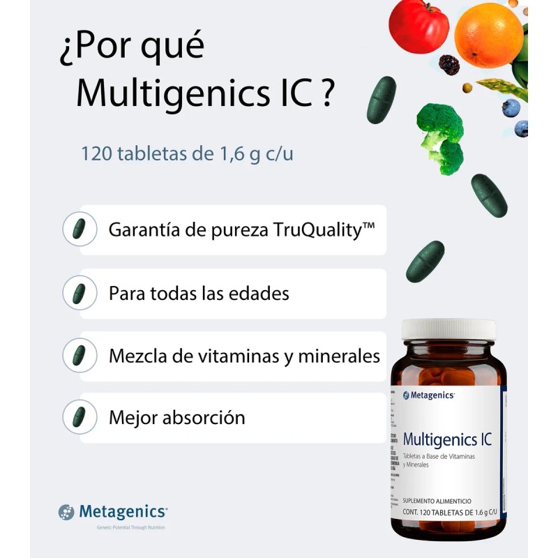 Multigenics Intensive Care 120tab Multivitamínico Minerales Sin Sabor