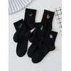 WDIRARA Men's 5 Pairs Dinosaur Embroidered Crew Socks Casual Cartoon