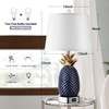 espidoo Pineapple Table Lamp with USB Charging: Navy Blue Ceramic