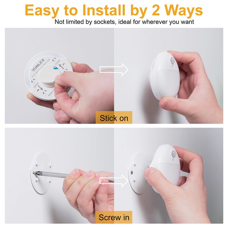 YUNLEX 6 Pack Stair Lights Indoor, 2.6" Small Stick on