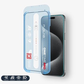 FLOLAB ONETIME PRO NanoArmour 3D Screen Protector with ClearVue Anti Reflective Technology & PolarSpectra Anti-Rainbow - Choose Your Device: 15 Pro