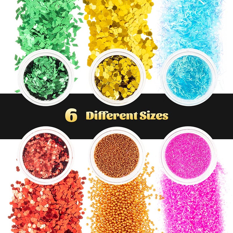 LOYALSE Glitter for Nails, 72 Colours Glitter Powder, Glitter Nails