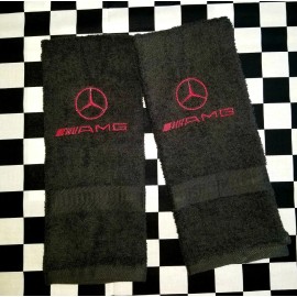 Unbranded CUSTOM MERCEDES AMG AUTO CAR EMBROIDERED BATH BLACK HAND TOWEL SET