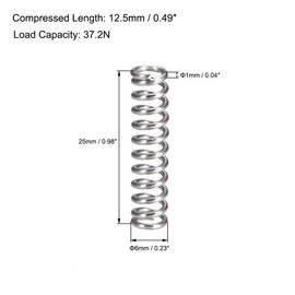 TA-VIGOR 10Pcs Extended Compressed Spring, 6mm OD,1mm Wire Size,25mm Length Durable Stainless Steel Small Dual Hook Tension Spring for Furniture Screen Doors Repair Projects
