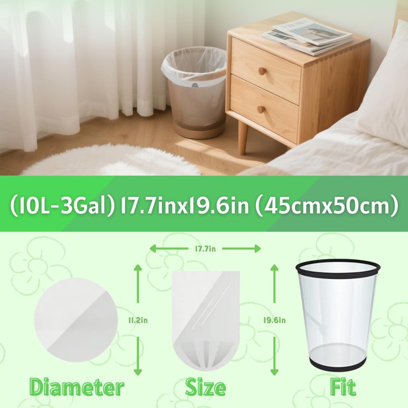 Small Bin Bags10L Drawstring Bin Liners 72 White Waste Pedal