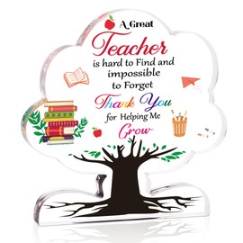 Thank You Teacher Gifts, Teacher Acrylic Plaque Teacher Appreciation Gifts for Graduation Gift, Teacher End of Term Gift, Retirement, Birthday, Acrylic Tree Plaque for Women Men
