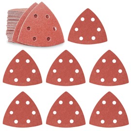 FEIHU Delta Sandpaper Triangular Sander, Pack of 60 Sandpaper for Triangle Sanders, Velcro Sandpaper, 180 Grit, for Sanding Triangles 93 x 93 x 93 mm
