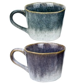 Set of 2 Ceramic Coffee Mugs 12 oz, Classic Design Vintage Couple Tea Cups with Handles - Dishwasher Safe, Microwave Safe, Office & Home Gift for Couples, Anniversary, Valentine’s Day