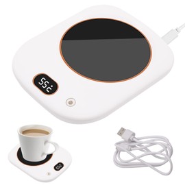 HASAIKA Cup Warmer, Home and Office Drink Warmer with 3 Temperature Settings, USB Coffee Warmer for Heating Coffee, Milk, Tea, Cocoa, White, 10.5 x 14 x 2 cm