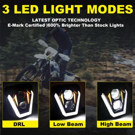 bamotoop Dirt Bike Headlight 7000LM LED Motocros Headlight with DRL High Low Beam Compatible with Husqvarna 701 Supermotor FE250 FE350 FE450 FE501 TX125 TE300L FC250 2024+