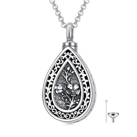 May Birth Flower Urn Necklace for Ashes S925 Sterling Silver Cremation Jewelry for Ashes with w/Funnel Filler Keepsake Memorial Jewelry for Women Girls