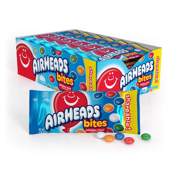 Airheads Candy Bites Bag, Fruit, Non Melting, 4oz (Bulk Pack of 18)