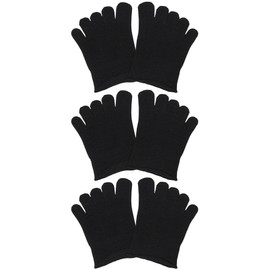 Ibiza Store 3 Pair Set, Silk, Cotton, Toe, 5 Toe Socks, Silk, Black x 3