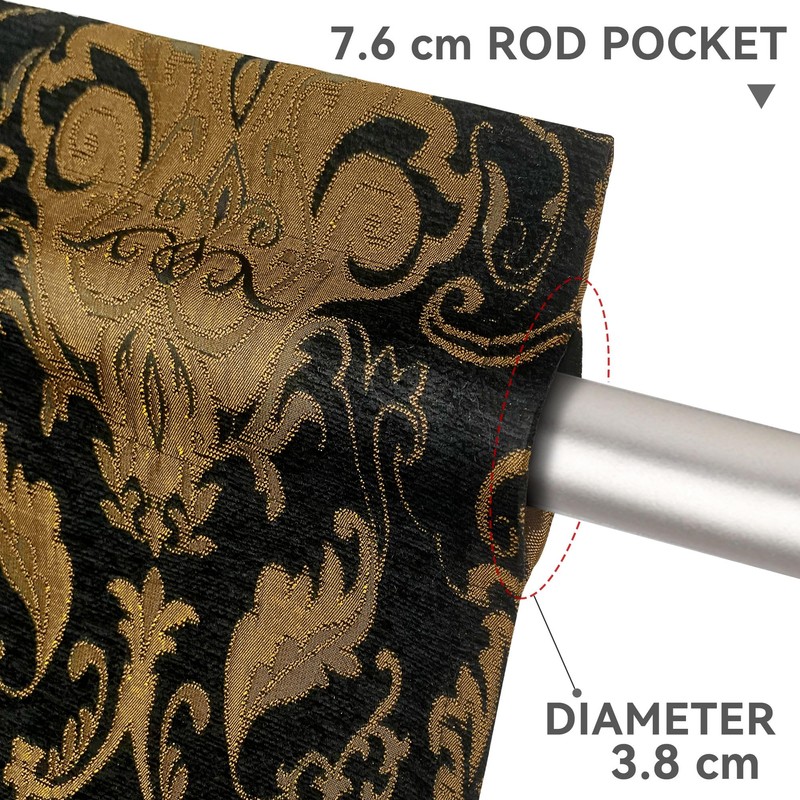 TOPLUXE Curtain Valance for Windows 137x46cm, Damask Valance with Tassels,